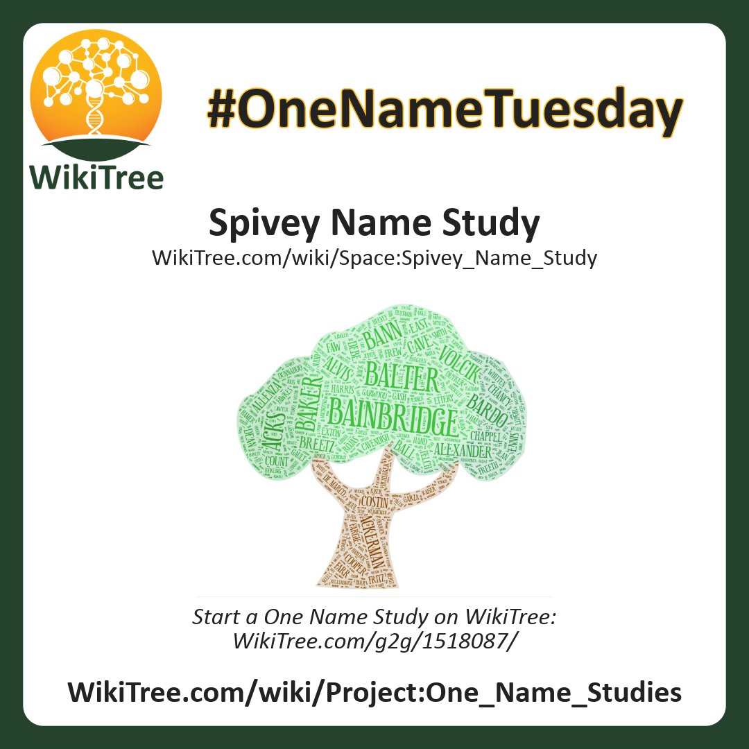 #OneNameTuesday showcase Spivey Name Study Almost 2k Spivey on WikiTree wikitree.com/wiki/Space:Spi… #CollaborativeGenealogy #OneNameStudy