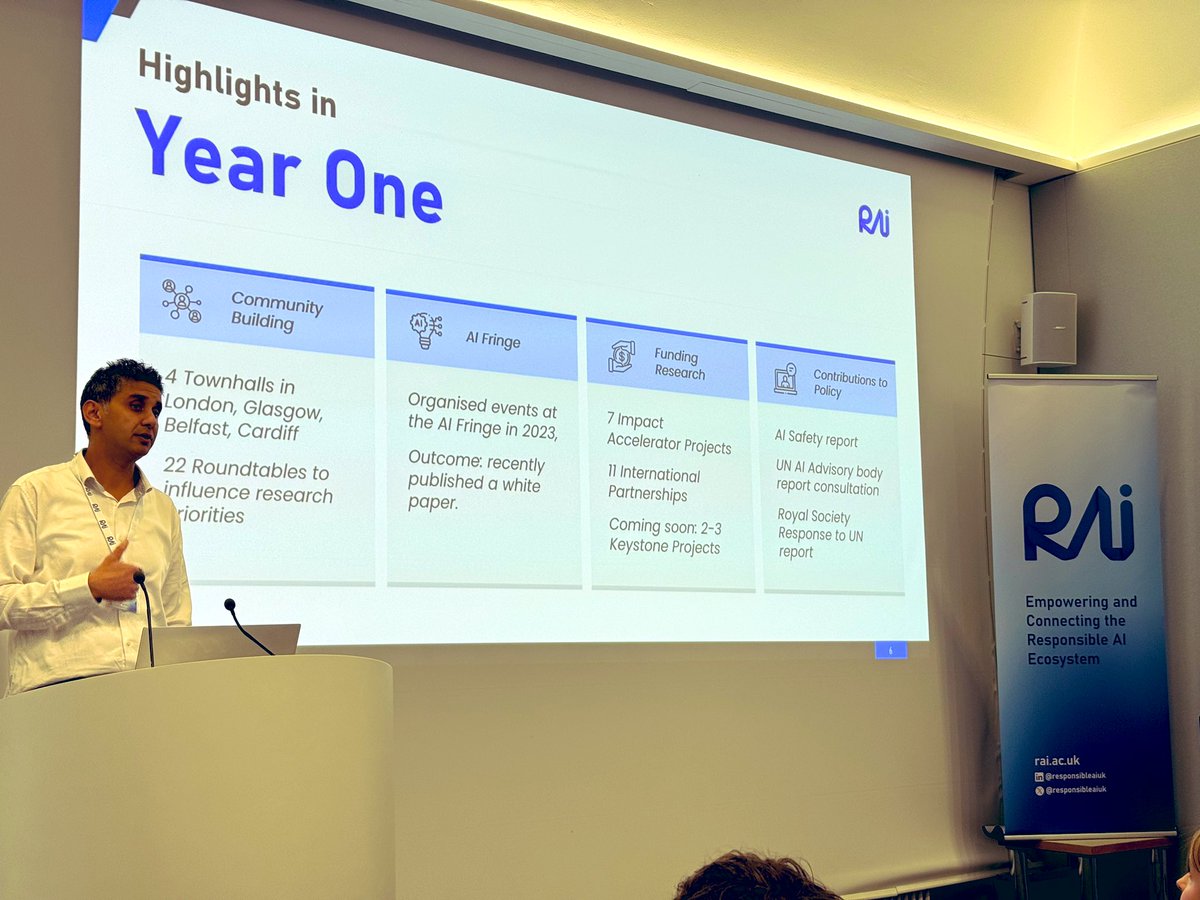 Joel Fischer (@joelefischer) on Twitter photo Can’t believe it’s already been a year! <a href="/responsibleaiuk/">Responsible Ai UK</a> CEO <a href="/gramchurn/">Gopal Ramchurn</a> presenting highlights from Year 1 of RAI UK at the Responsible AI community building event. Can’t believe it’s already been a year! <a href="/responsibleaiuk/">Responsible Ai UK</a> CEO <a href="/gramchurn/">Gopal Ramchurn</a> presenting highlights from Year 1 of RAI UK at the Responsible AI community building event.