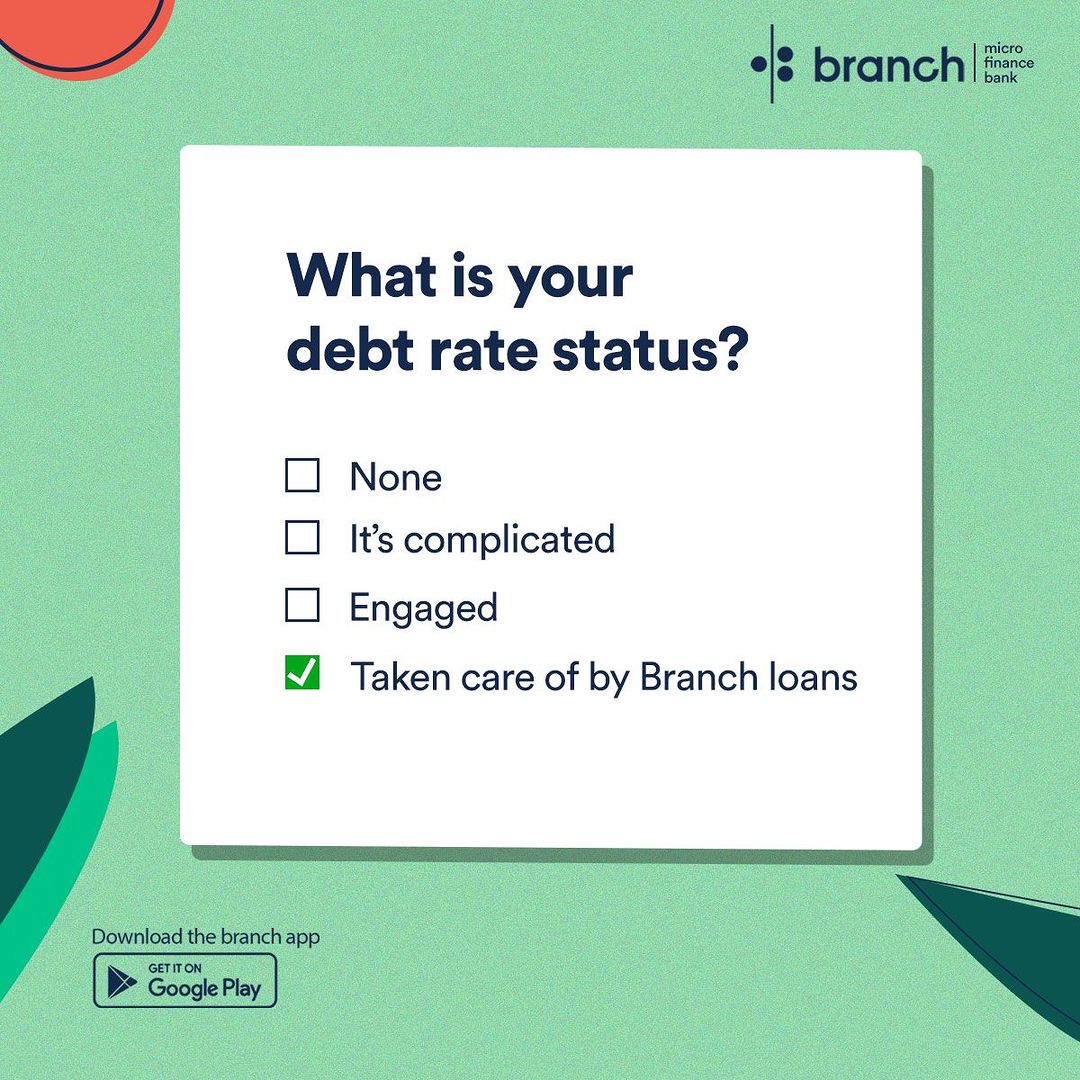 If we don’t take care of those debts, who will? You can rely on us to get you sorted. Download the Branch app to get access to loans up to Kes 300,000*. #branchloans #branchinvestments #branchtransfers #betterthanyourbank