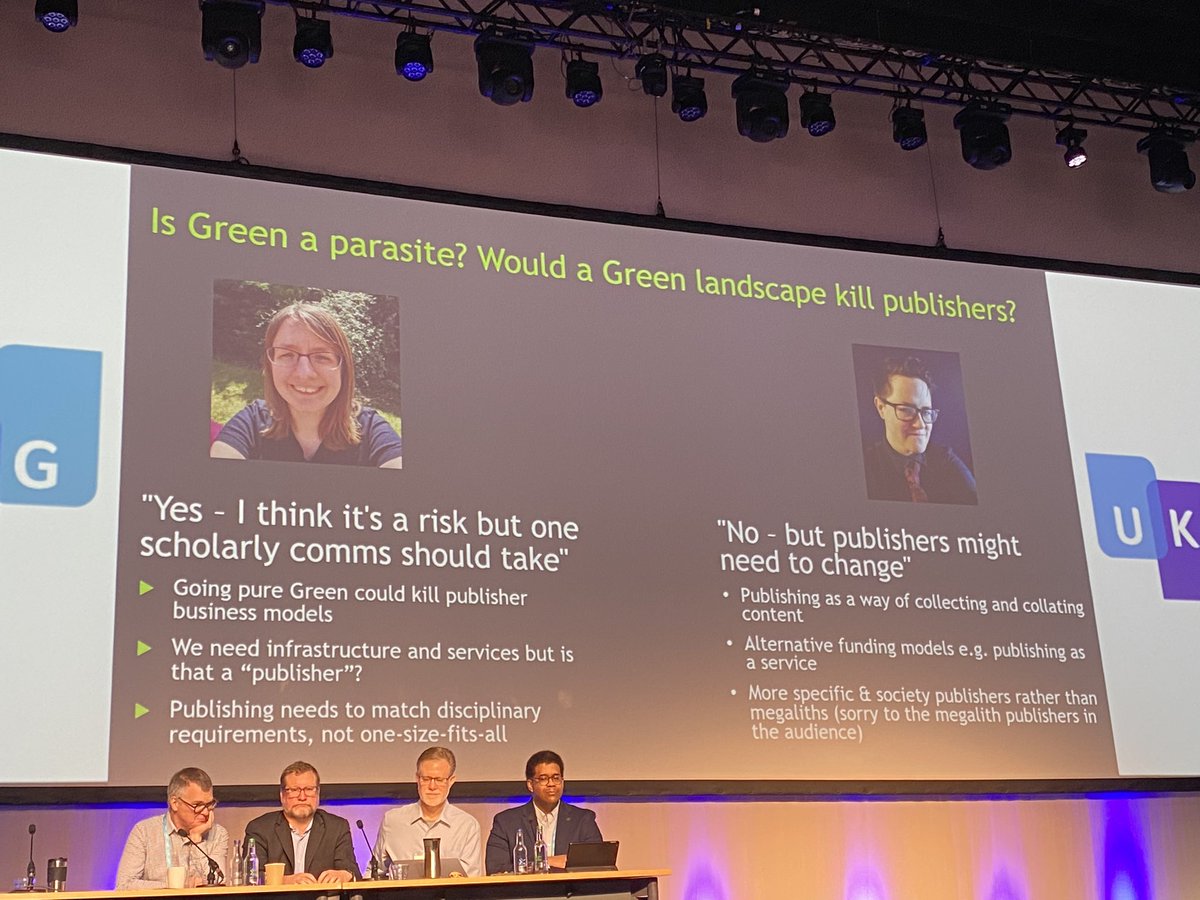 Good to see that the debate over whether green #openaccess will kill publishers is still going strong after at least 20 years! @katie_fraser @PhdGeek #UKSG2024