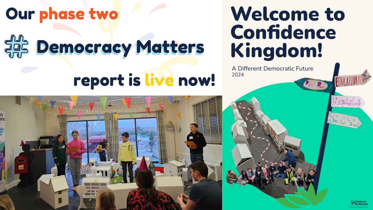 📣@Creative_Voices's new report, contributing to phase two of the Democracy Matters consultation, supported children to build their own town for a different democratic future: where children & adults work together to design & influence their community 🔗: childrensparliament.org.uk/our-work/democ…