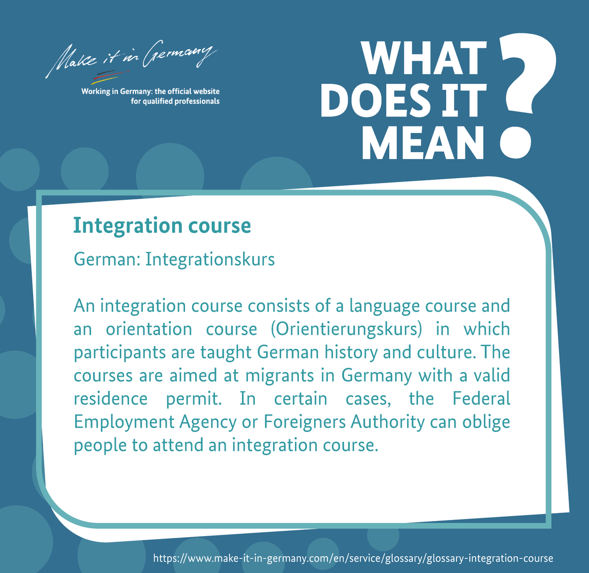 What is an #integration course in #Germany? 🧐 In Germany, integration courses are official #language courses and orientation courses. They are a great option for learning more about the #German society 🇩🇪🗨️ Learn more: make-it-in-germany.com/en/living-in-g…