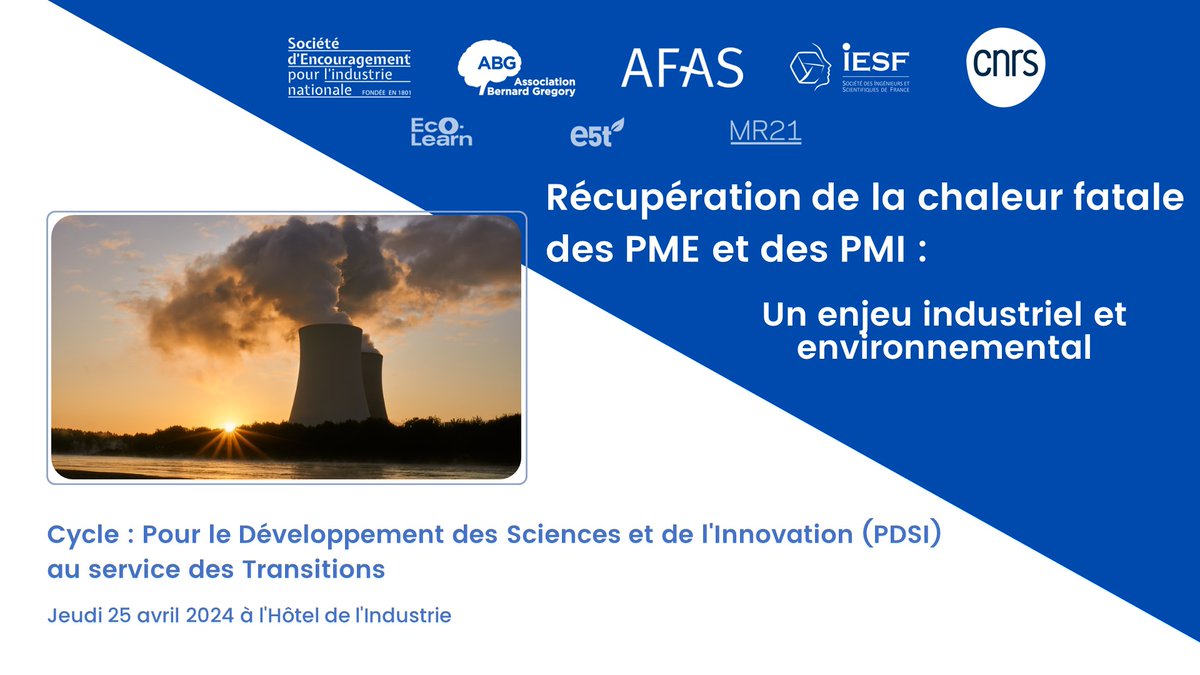 le 25/04 18:00 , j'aurai le plaisir d'animer la conférence 'Récupération de la Chaleur Fatale ' Avec : Philippe Charlez, @phcharlez Expert energéticien @Instit_Sapiens Brice Bryon, Pt de ananke.eu Inscription iesf-idf.fr @IESFfrance @IndustrieFrance