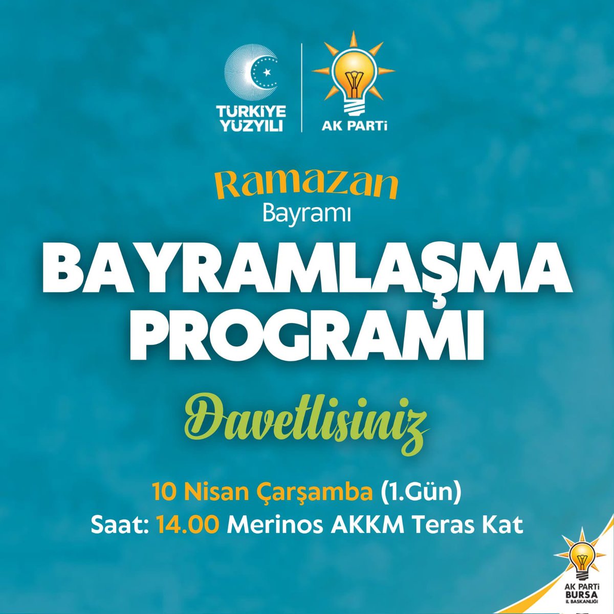 Bayramın birinci günü saat 14:00’de yapılacak olan geleneksel bayramlaşma programımıza tüm hemşehrilerimizi bekliyoruz.