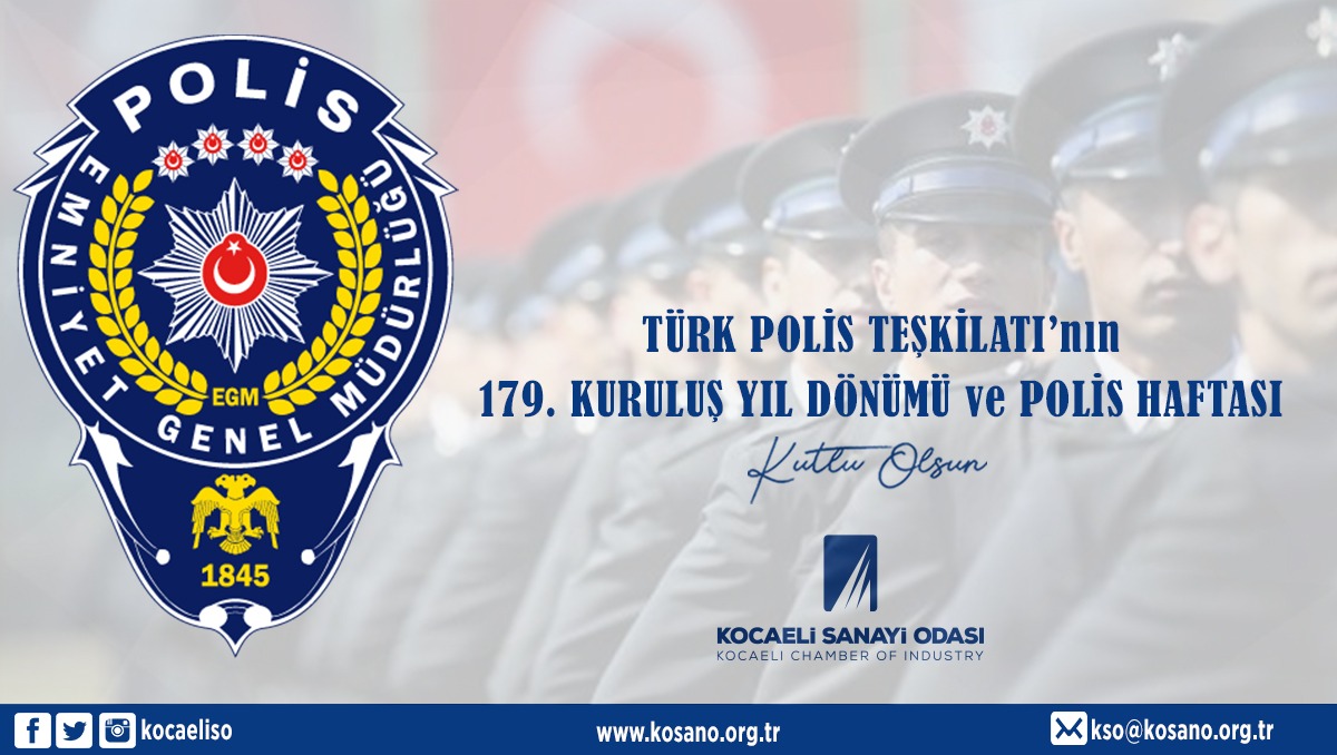 Türk Polis Teşkilatı’nın kuruluşunun 179. yıl dönümü ve Polis Haftası kutlu olsun.🇹🇷 #kocaelisanayiodası #tobb