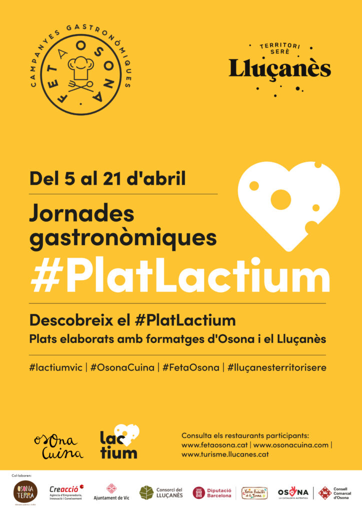 🧀 Diversos productors de formatge i restaurants del #Lluçanès s’uneixen en la campanya #PlatLactium. 👉🏻 Consulta les propostes que es poden trobar al Lluçanès del 5 al 21 d'abril. 🔗 llucanes.cat/diversos-produ…