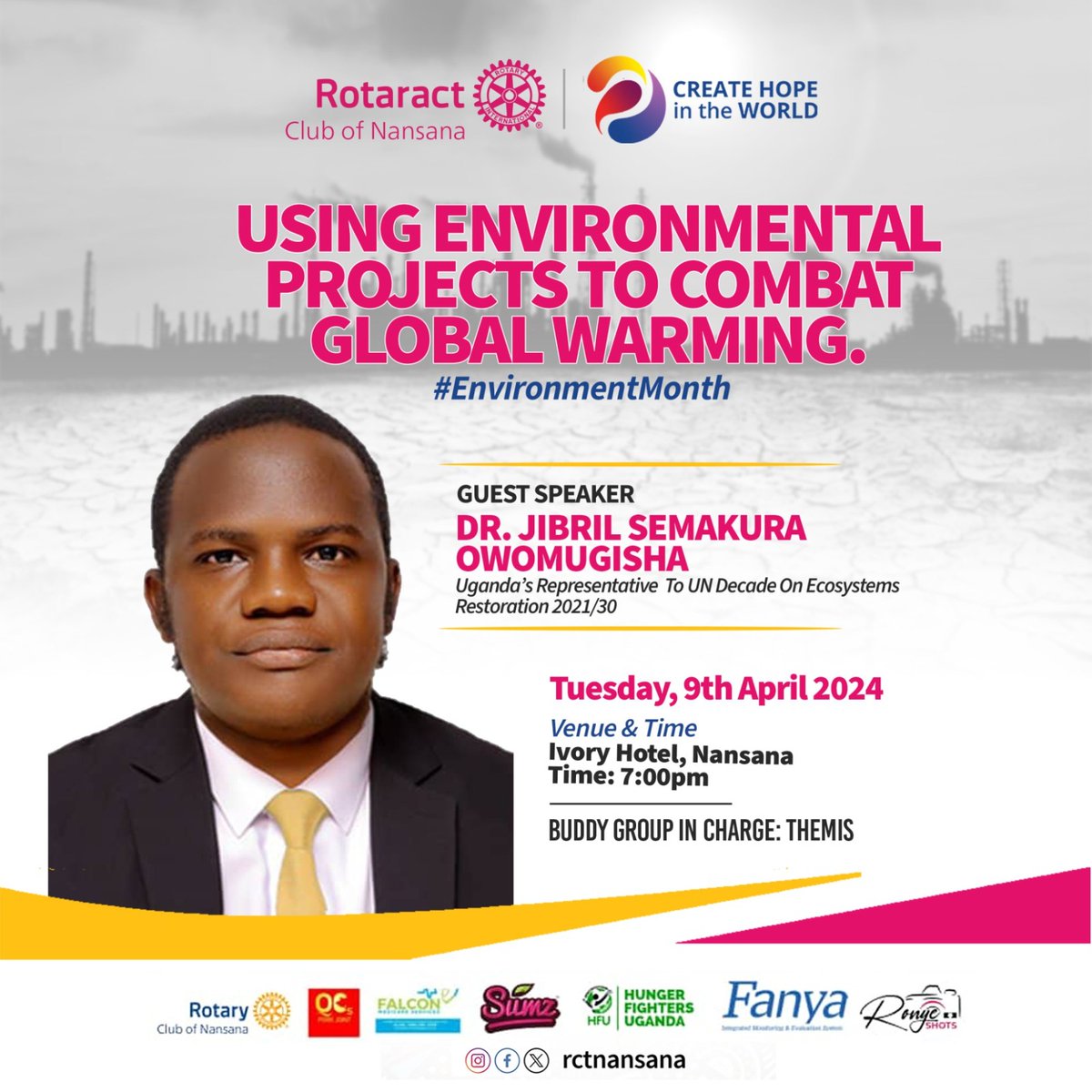 Don't miss the discussion @rctnansana whether a Rotaractor or not this a topic of interest this evening 7 pm at Ivory Hotel Nansana. #Environmentmonth