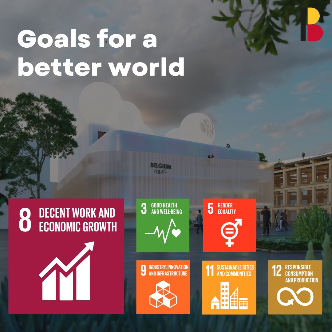 🇧🇪 The Belgian pavilion at Expo 2025 Osaka is dedicated to advancing #SDG8 - Decent Work and Economic Growth, while also saving lives! 💼👷‍♂️ In our pavilion, we showcase Belgium's commitment to fostering decent work and economic growth, all while prioritizing initiatives that