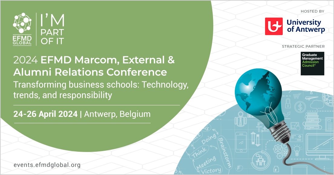 🌷It's not too late to join us in Antwerp for the 2024 #EFMDextrel Conf. hosted by @UAntwerpen in partnership with @GMACUpdates & dive into the latest on: ✳️International & Alumni Relations ✳️Market Trends ✳️Storytelling ✳️AI ✳️& More! 📗Register: ╰┈➤bit.ly/24-26Apr