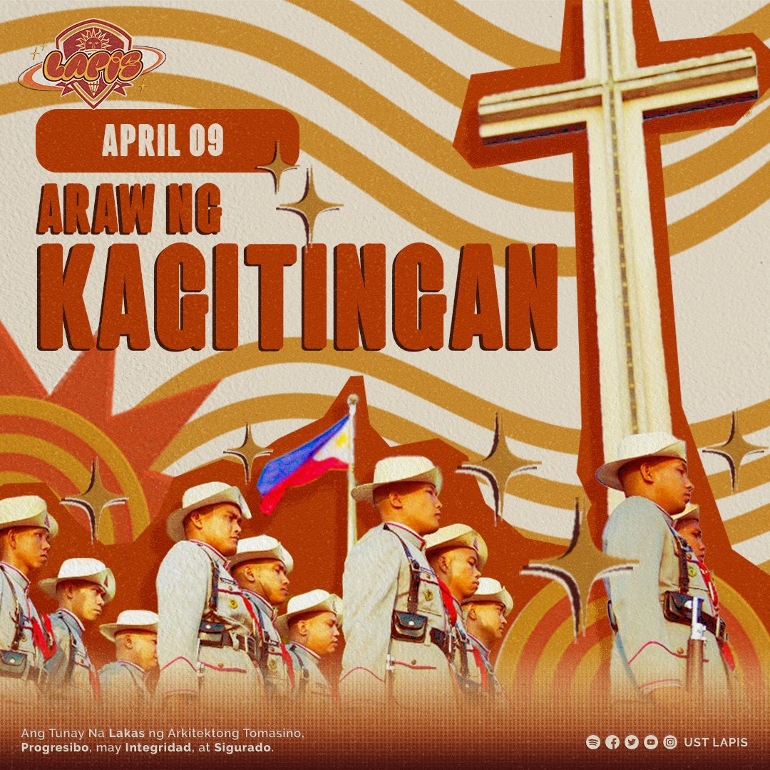 USTLAPIS's tweet photo. Today, we commemorate the fall of Bataan, and all who, with each painful step, steered us to the path of freedom and victory with their gallant service.

Through your passion and valor, we continue to stand and fight today ✊🇵🇭

#Enr1ching3xellence https://t.co/J9bKMM3Kvk