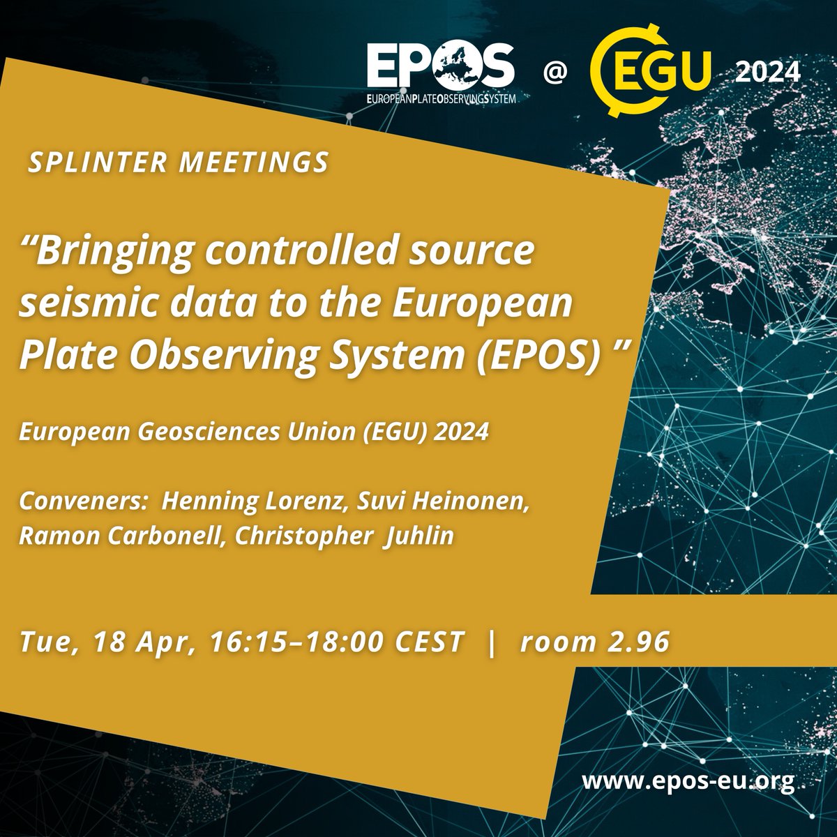 EPOS (@eposeu) on Twitter photo 🌍 Are you a seismic researcher, technician, students eager to be involved in the EPOS community and contribute to the #EPOSDataPortal?
On 04/18 at 16:15, don't miss this <a href="/EuroGeosciences/">European Geosciences Union</a> splinter meeting, it's your chance to do it!
Get more info here: meetingorganizer.copernicus.org/EGU24/session/… 🌍 Are you a seismic researcher, technician, students eager to be involved in the EPOS community and contribute to the #EPOSDataPortal?
On 04/18 at 16:15, don't miss this <a href="/EuroGeosciences/">European Geosciences Union</a> splinter meeting, it's your chance to do it!
Get more info here: meetingorganizer.copernicus.org/EGU24/session/…