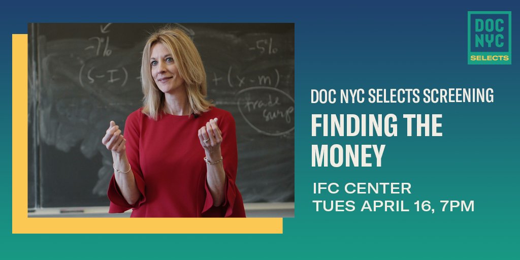 Join us 4/16 for @DOCNYCfest's screening of FINDING THE MONEY, followed by an on-stage conversation with @StephanieKelton and Maren Poitras + a post-show gathering at Greenwich Village’s Bar Veloce. Get tickets today! docnyc.net/finding-the-mo… Or May 3-9! quadcinema.com/film/finding-t…