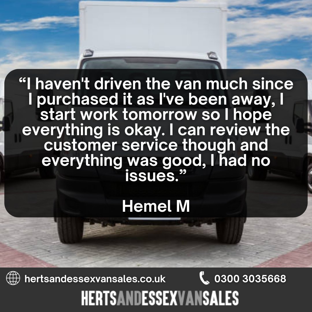 We'd like to say a big thanks to the customer who kindly took the time to leave your review, we are happy to hear that our customer service met your expectations!

#vansales #vansforsale #vanforsale #vanforsaleessex #vanforsaleherts #vandealer #vandealership #vansuk #essex #herts