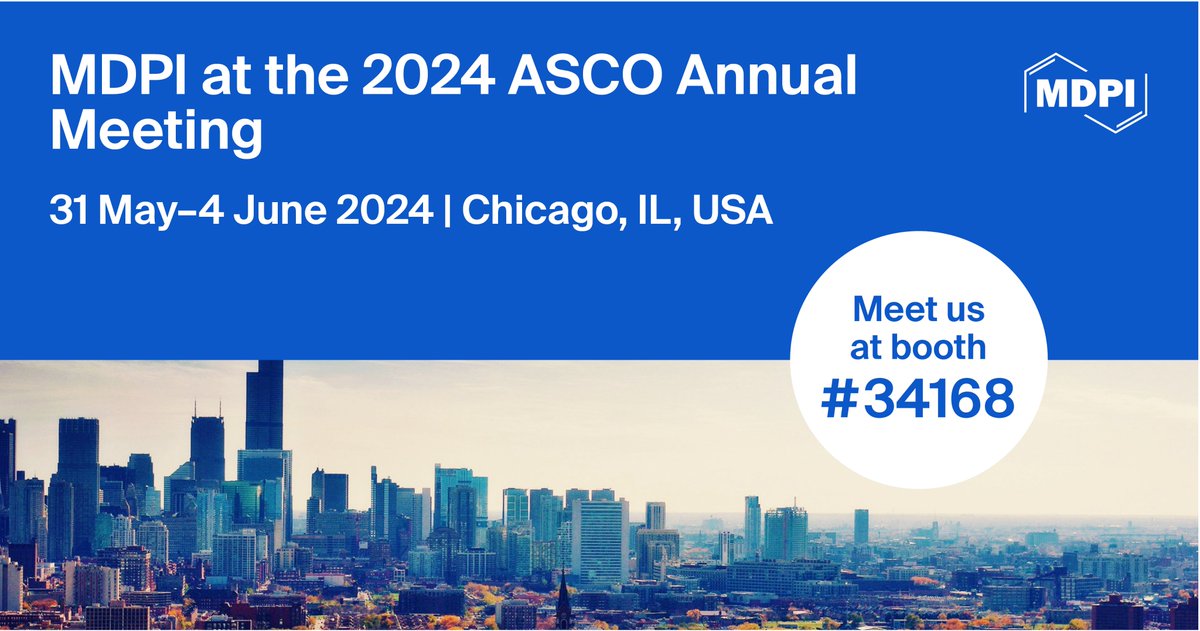 #mdpijcm 🥳Meet Us at the #ASCO24 Annual Meeting. ⏰Date: 31 May–4 June 2024 🗺️Location: Chicago, IL, USA More detail: mdpi.com/about/announce… @MediPharma_MDPI @Cancers_MDPI @CurrentOncology @JPM_MDPI #conference2024 #oncology #tumor