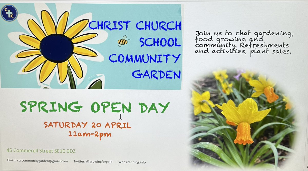SAVE THE DATE: *Saturday 20 April* Our Spring Open Day is back! Join us btwn 11am-2pm for refreshments, activities for all, seed and plant stall. And of course, lots of tea and chat.