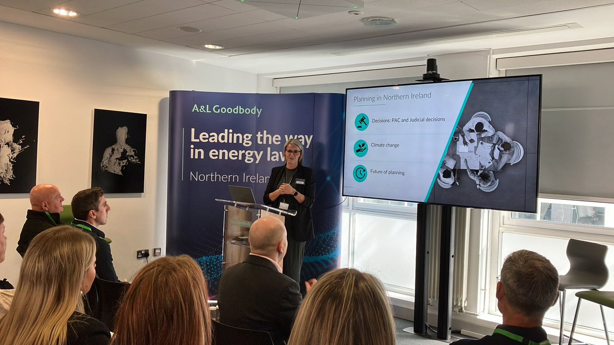 Micaela Diver Partner @ALGoodbody begins today’s #planning seminar with an review of current judicial reviews in planning applications for #RenewableEnergy sector and cases that could set precedent for the industry