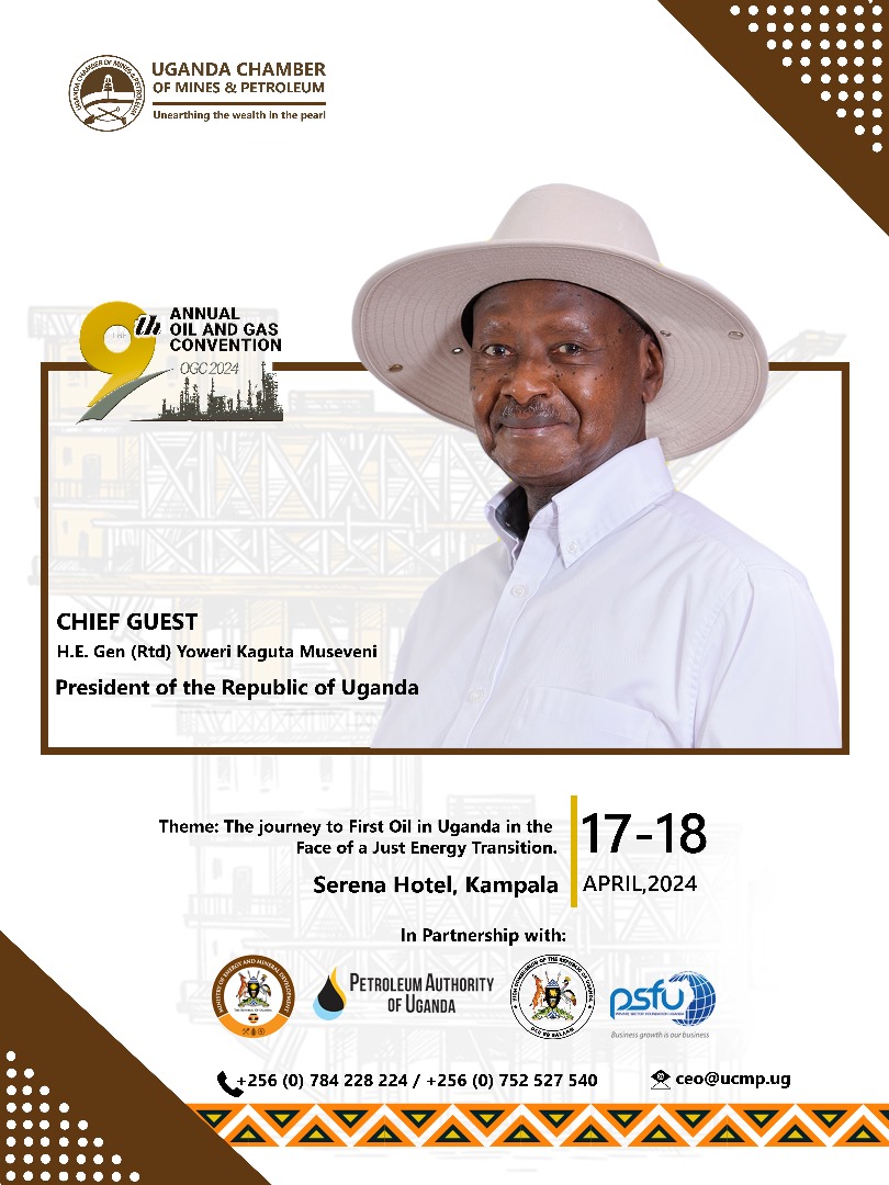 The 9th #OilandGasConvention2024 is 7 days away. Book your spot via: ogc.ucmp.ug Or contact the organisers: 0784 228 224 Or 0752 527 540 to participate... @KagutaMuseveni is the Chief Guest.