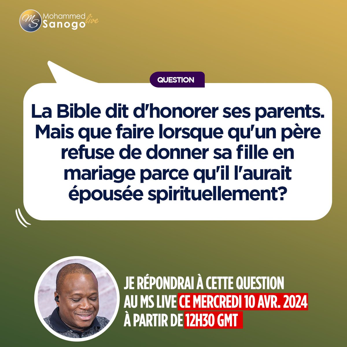 MohammedSanogo's tweet photo. À la place de la fille, que feriez-vous ?
J'attends vos avis en commentaire et on se retrouve demain, mercredi 10 avril, à 12h30 GMT en direct pour ma réponse.
#mohammedsanogo #mslive #mariage #couple https://t.co/MZNU1UuHXu
