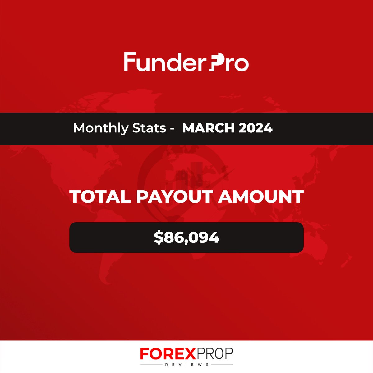 📊 Attention all traders! The highly anticipated FunderPro monthly stats for March 2024 are here. 🙌🏽 Check out their impressive Total Payout amount and more. Head over to our website now for more detailed information. 
#PropFirms #ForexPropReviews #FunderPro #Stats #Payouts