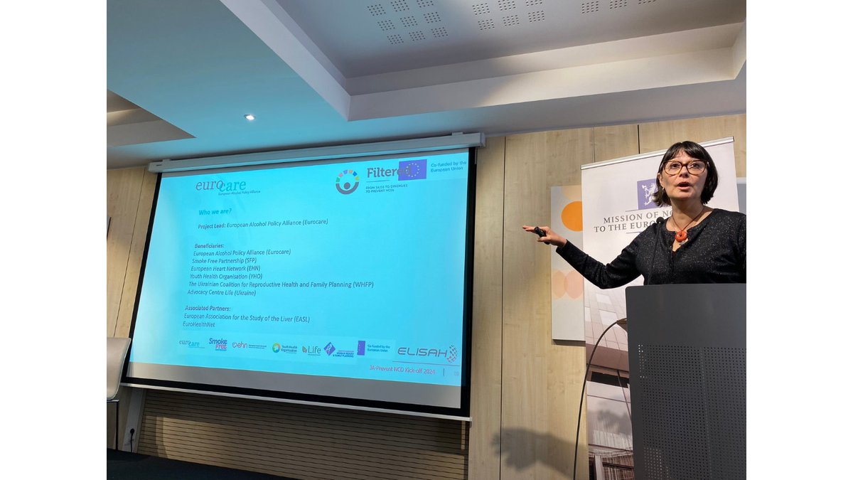 🗣️@FBEurocare introducing the #Filtered project at #JAPreventNCD meeting. 🇪🇺 We aim to dismantle silos among NGOs that work on NCDs risk factors. 🤝With @PartnershipFree, @ehnheart, @YHOint, Advocacy Center LIFE🇺🇦 , WHFP🇺🇦, @EuroHealthNet & @EASLnews . . #AlcoholRightToKnow