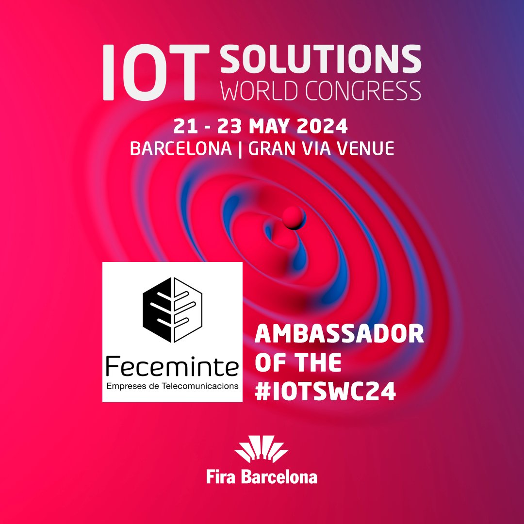 📢Un any més som ambassadors del @IOTSWC ! Esdeveniment líder en tendències de transformació digital i tecnologies disruptives. Del 21-23/5, Fira Bcn Gran Via Si ets membre de @feceminte, aconsegueix el teu passi expo gratuït. ➡️feceminte.cat/feceminte-amba…