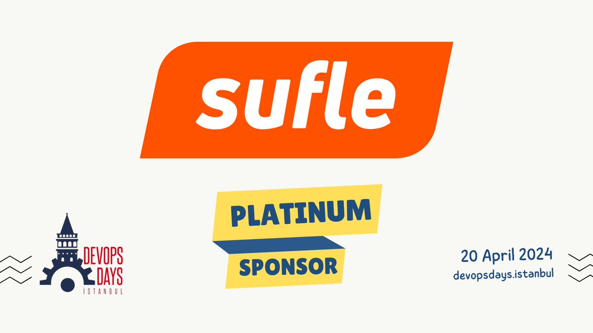 Exciting news! @sufleio has stepped up as a Platinum Sponsor for DevOpsDays Istanbul 2024! Their commitment to guiding cloud journeys shines as they support the DevOps community. Don't miss the chance to connect and innovate with us! #DevOps #DevOpsDays #DevOpsDaysIstanbul2024