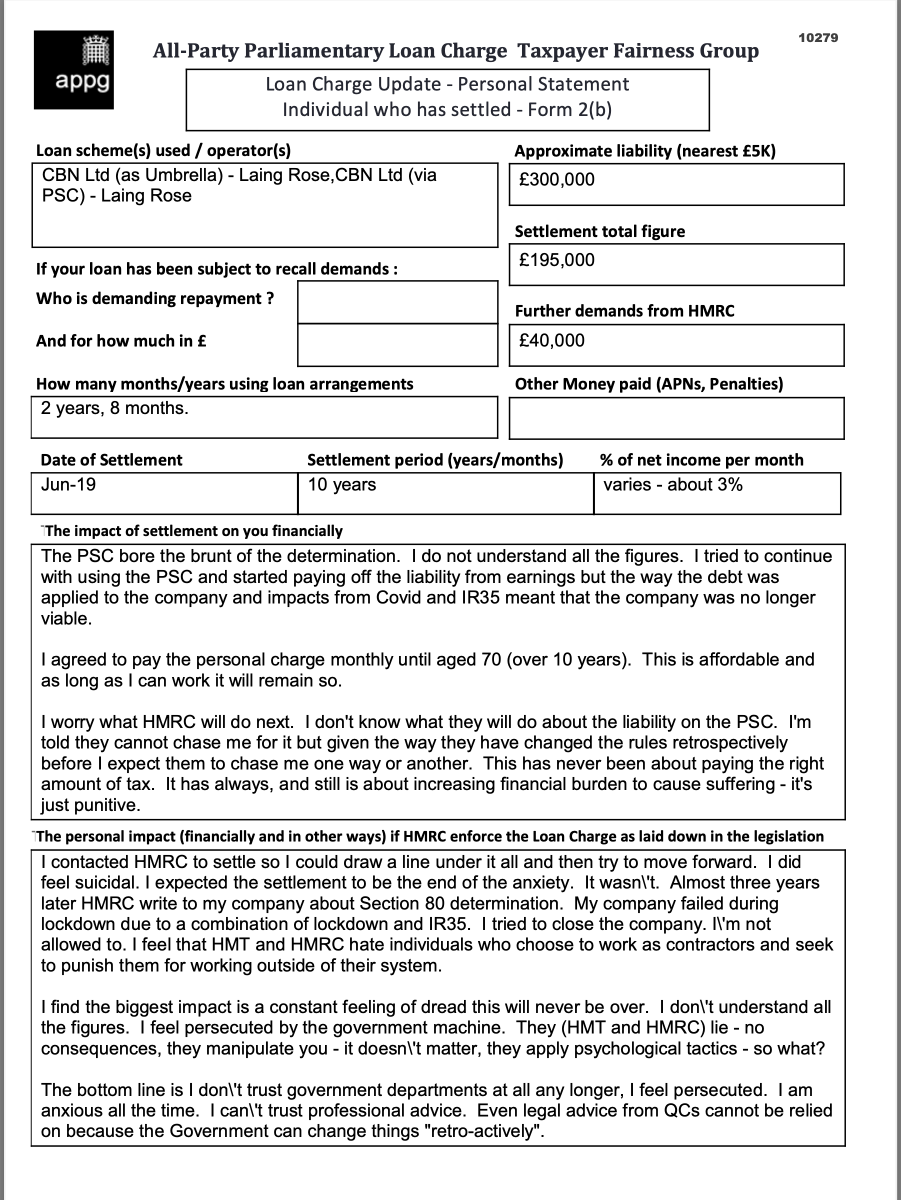 The bottom line is I don't trust government departments at all any longer, I feel persecuted. I am anxious all the time. I did feel suicidal. Even legal advice from QCs cannot be relied on because the Government can change things 'retro-actively' #LoanChargeScandal