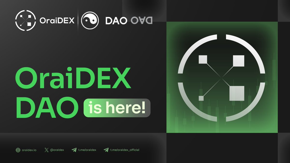 OraiDEX Gets Its Own DAO - Explore Now!!! 🔥 🙌 We're thrilled to share that OraiDEX has become the first @Oraichain dApp with its own DAO, built with @DA0_DA0 integration. 🔽🔽🔽 daodao.zone/dao/orai1y7z3g… 🌟 Collect your wallet ⚔️ Craft proposals & vote easily with…
