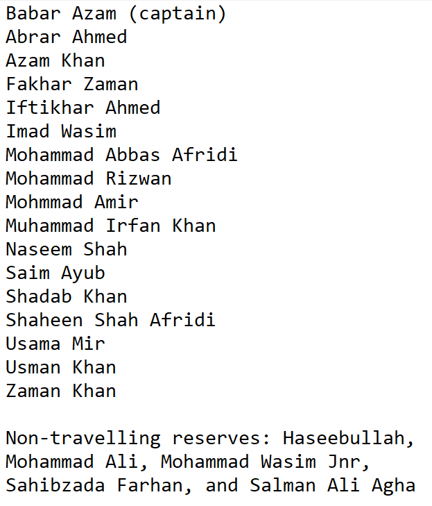 Pakistan's 17-member squad for the 5-match T20I series against New Zealand #PAKvNZ #Cricket