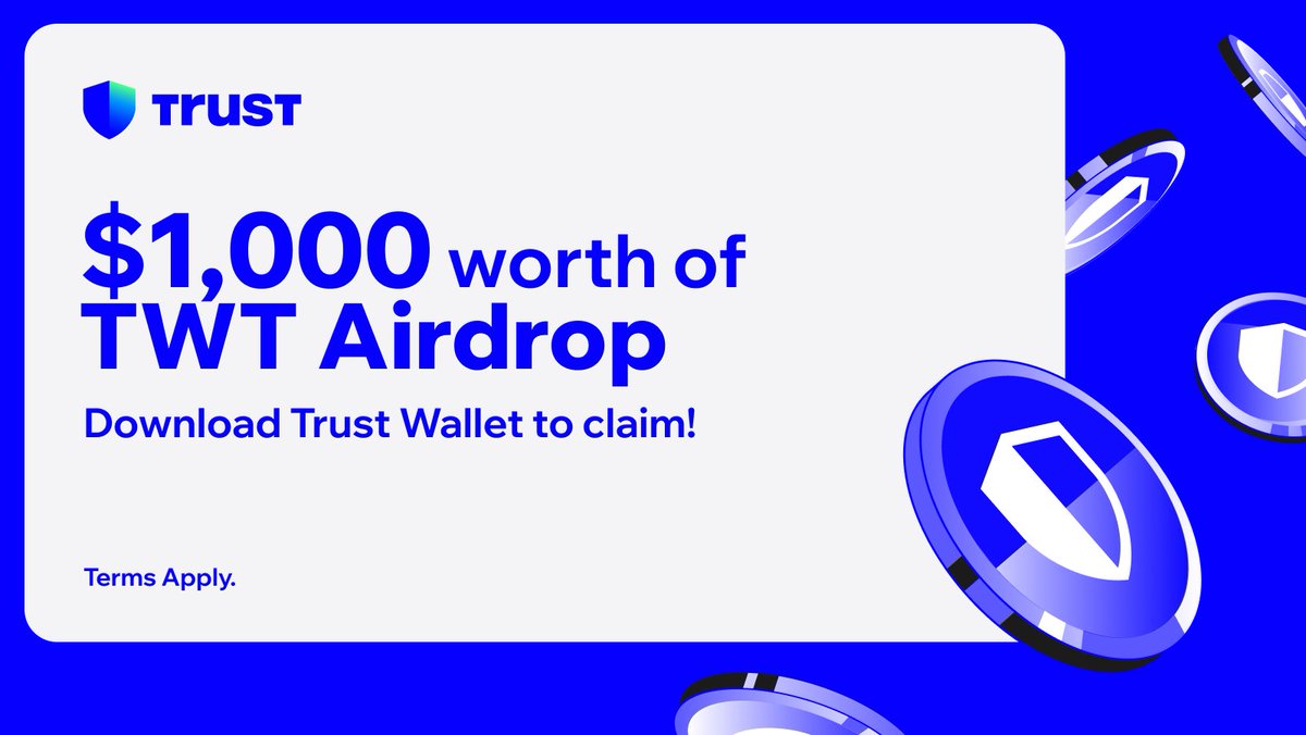 Given the situation with centralized exchanges in the PH, it's best to move some of your assets to a non-custodial wallet. To kickstart this journey, we're offering a $1,000 TWT airdrop!🚀 #TrustWallet #TrustTWT #TWT To join: ✅ Download Trust Wallet ✅ Follow