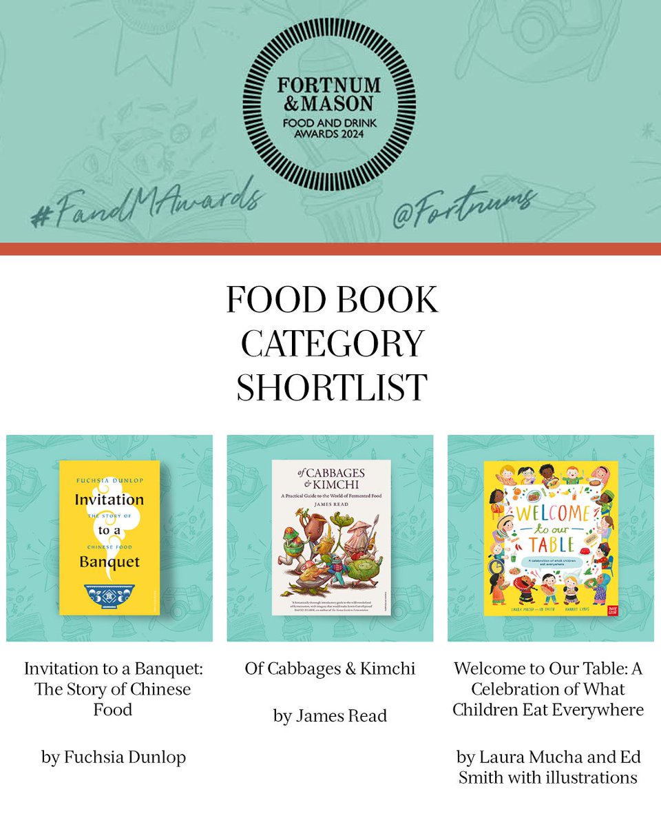 Wildly proud and in a state of semi-disbelief to find my book (my actual, written-in-my-kitchen book) has been shortlisted for the prestigious @Fortnums Food and Drink Awards alongside brilliant @fuchsiadunlop and @lauramucha Winner to be announced 2nd May 🤞 #fandmawards