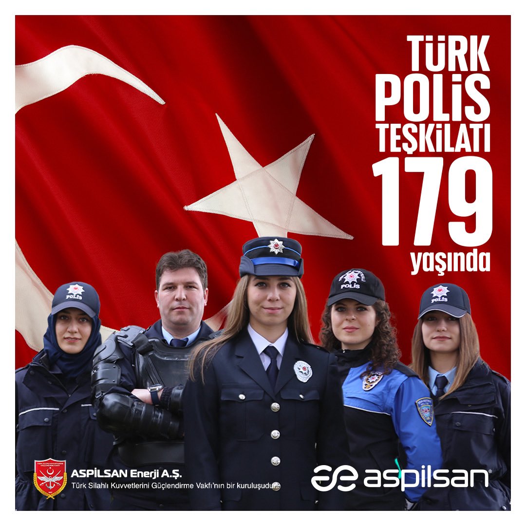 Türk Polis Teşkilatı’mızın 179. kuruluş yıl dönümünü ve Polis Haftası’nı kutluyoruz. Huzur ve güvenliği sağlamak adına özveriyle çalışan polislerimizi ve kahraman şehitlerimizi saygıyla anıyoruz. #AspilsanEnerji