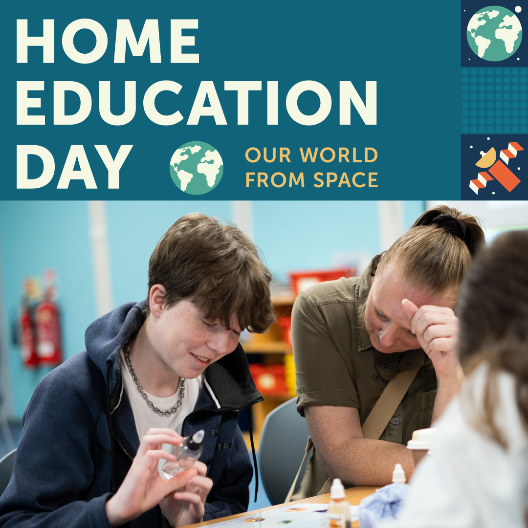 Our next Home Education Day is on 15 May and it's all about #OurWorldFromSpace 🛰️🌍 Join us for a day of workshops, talks and shows, suitable for #HomeEd children aged 6-14. 🎟️ Book your space: spacecentre.co.uk/whats-on/home-…