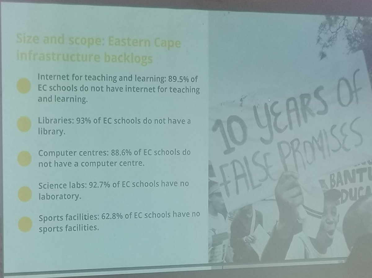 Stacey Jacobs from @equal_education research department presenting on what are issues in the ground when it comes to school infrastructure in the province. Ndimane ndikhuza because wow😥😥 #fixourschools