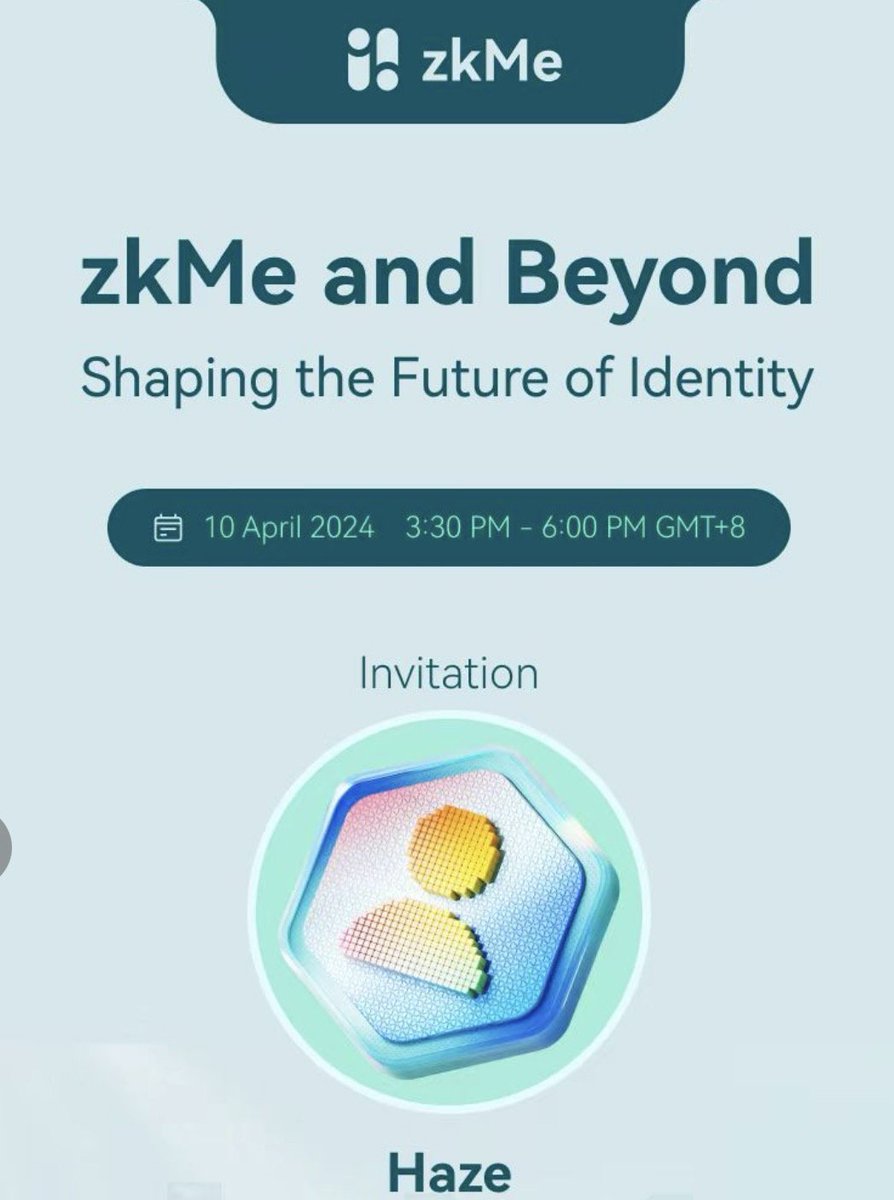 haze0x's tweet image. 感谢邀请。玩过 @dop_org 的做身份验证时，应该对 @zkme_ 不陌生了。 $ens 是DID,主要是身份标识。而ZKME是 #DeID ，身份构建，蛮特殊的一个题材。如果你在香港，可以扫码参加参加他们的活动，听听看，也许有点意思。
