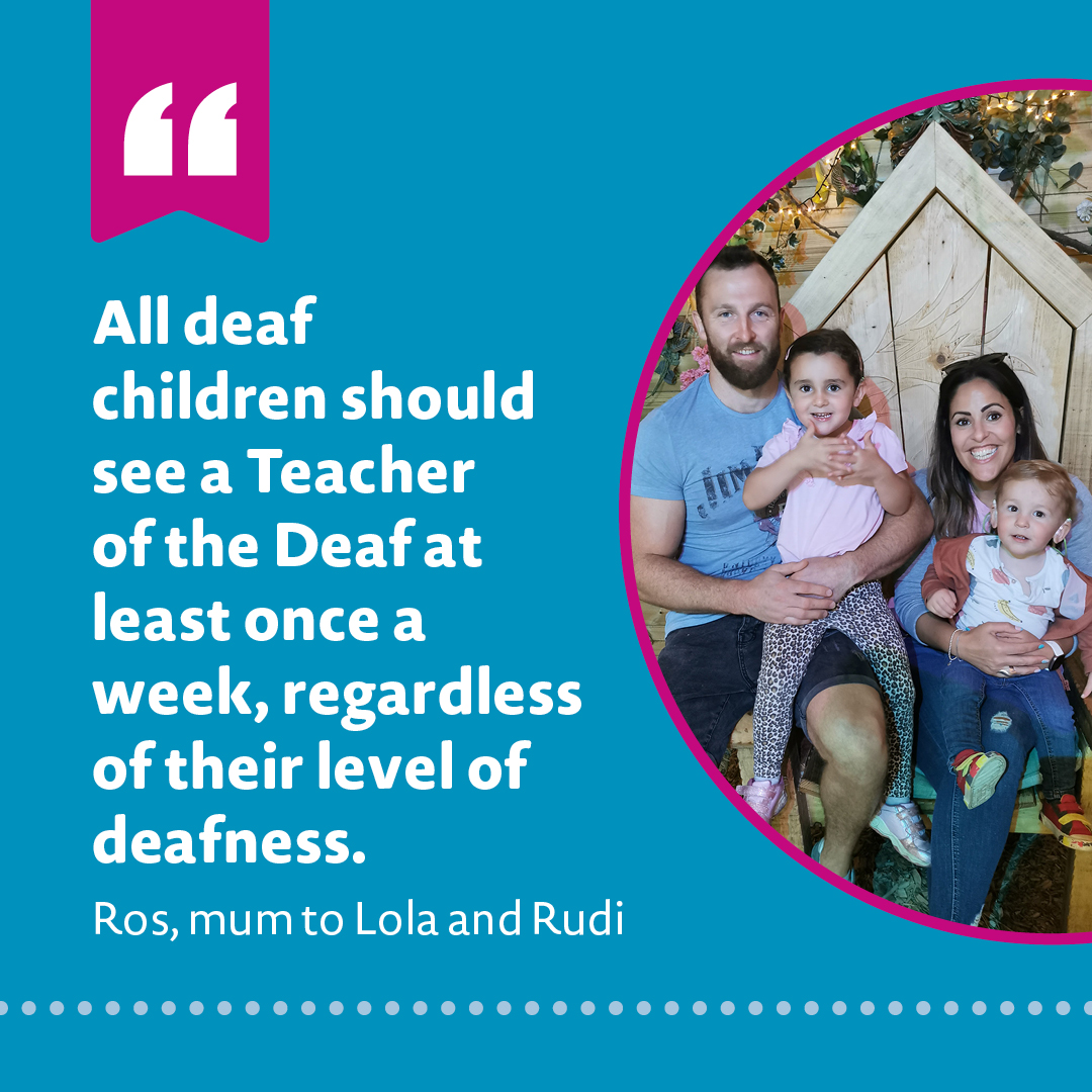 Right now, the number of Teachers of the Deaf available to support deaf children and their families is declining. This is your last week to sign Ros's petition and help ensure every deaf child in Wales gets the education they deserve. bit.ly/3U8ktVy