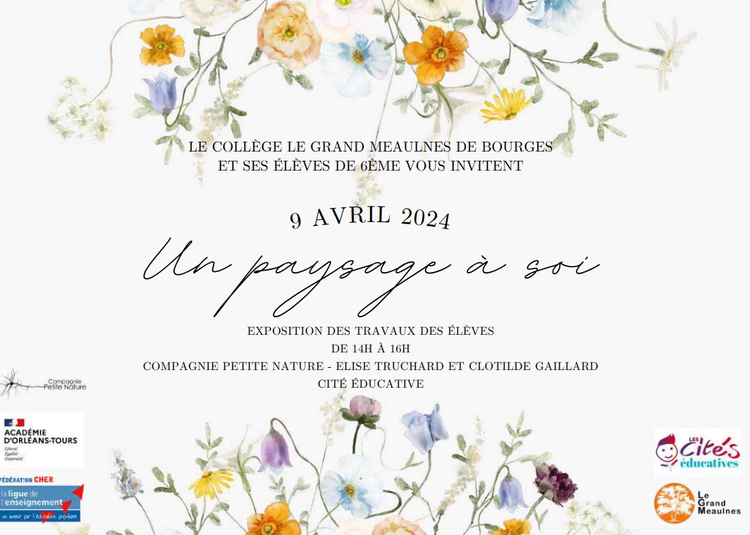 📷Le pjt 'Un Paysage à soi' a permis aux élèves de 6ème de découvrir l'écriture et la nature à travers des ateliers. Chaque élève a créé son propre paysage intérieur, dévoilé aujourd'hui sous forme de textes, poèmes et compositions plastiques. Un projet cité éducative <a href="/dsden18/">DSDEN du Cher - Académie d'Orléans-Tours</a>