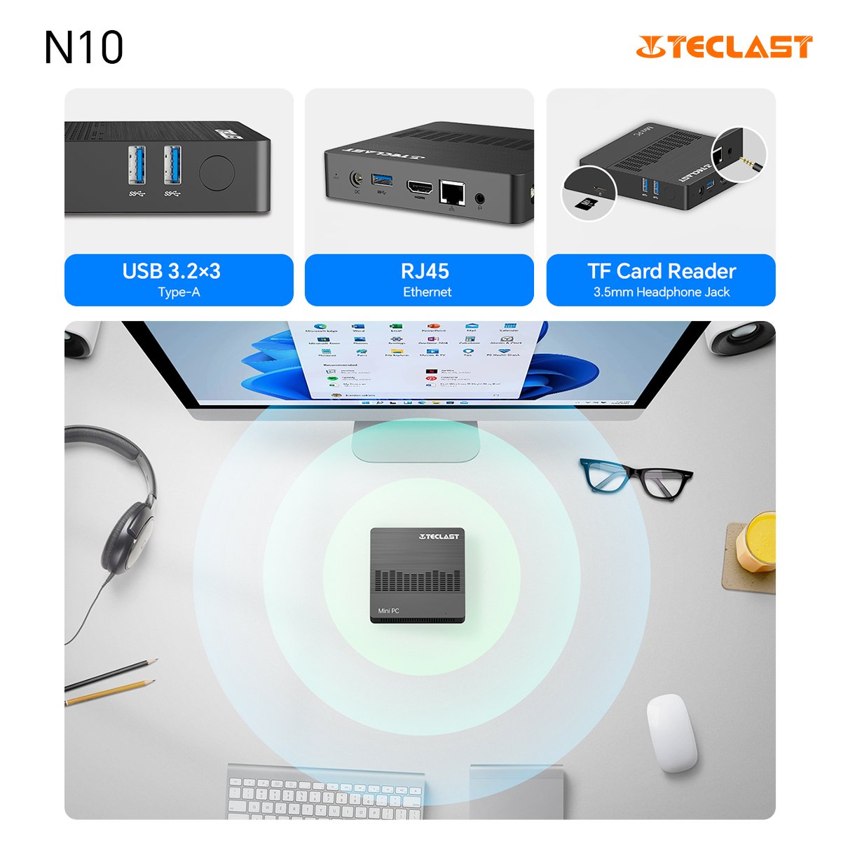 TeclastJapan's tweet image. N10 Mini PCで効率化を実現します🛹。USB 3.2 &amp;amp; VGAを含むグランドスラムインターフェイスをポートすることで、すべてのデバイスをシームレスに接続できます🔌💡

詳しくは💾：geni.us/SpSN7

#Teclast #TechLife #TeclastTech #N10MiniPC #ミニpc
