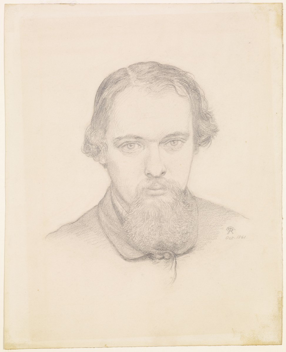 Self portrait by Dante Gabriel Rossetti, 1861. Rossetti died on this day 9th April 1882, aged 53.