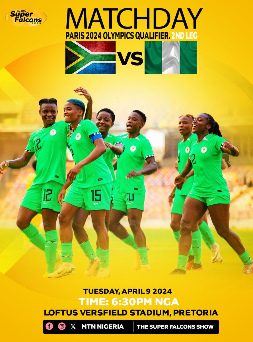 Y'ello! 💛💛 It's #MATCHDAY In Pretoria! PREDICT ' N' WIN ! First 5 People To Share N25,000. 🔝|South Africa 🇿🇦 Vs Nigeria 🇳🇬| It's easy to win, just follow these rules. 🎯How To Win👇 👉Follow @superfalconshow. 👉Predict correctly the scoreline between #RSANGA 1/2