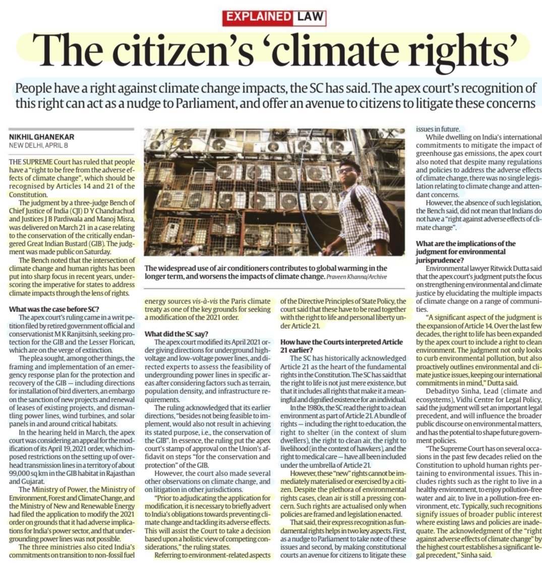 imRavikantYadav's tweet photo. The Citizen's "Climate Rights"
:Explained by Sh Nikhil Ghanekar
@NGhanekar
#SupremeCourt expands scope of Articles 14 &21 to include Right agnst adverse effcts of #climatechange ,Art21 judicial interpretation,committee on GIB issue & More info..
#ClimateRights
#UPSC
Source:IE https://t.co/g0EHLQtVBw