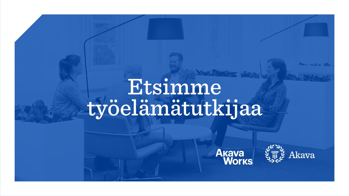 Haemme työelämäasioihin perehtynyttä tutkijaa Akava Works -tiedontuotantotiimiin. Jos sinä haluat tehdä töitä asiantuntijoiden ja esihenkilöiden työelämäkysymyksiin liittyvien tutkimushankkeiden parissa, hae 21.4. mennessä 📩 tyopaikat.oikotie.fi/avoimet-tyopai…