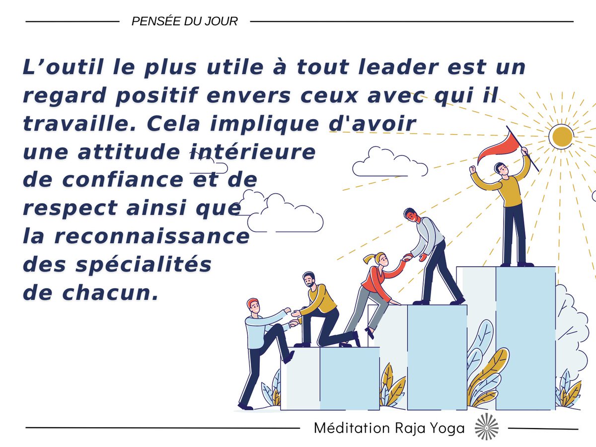 #penséedujour #inspiration #citation
#leadership #collaboration #coopération #confiance #respect #spécialités

#quisuisje #rajayoga #yoga #spiritualite #seminaire #positif #meditation #paix #force #esprit #activitegratuite

Tous nos programmes sur:
meditation-rajayoga.fr