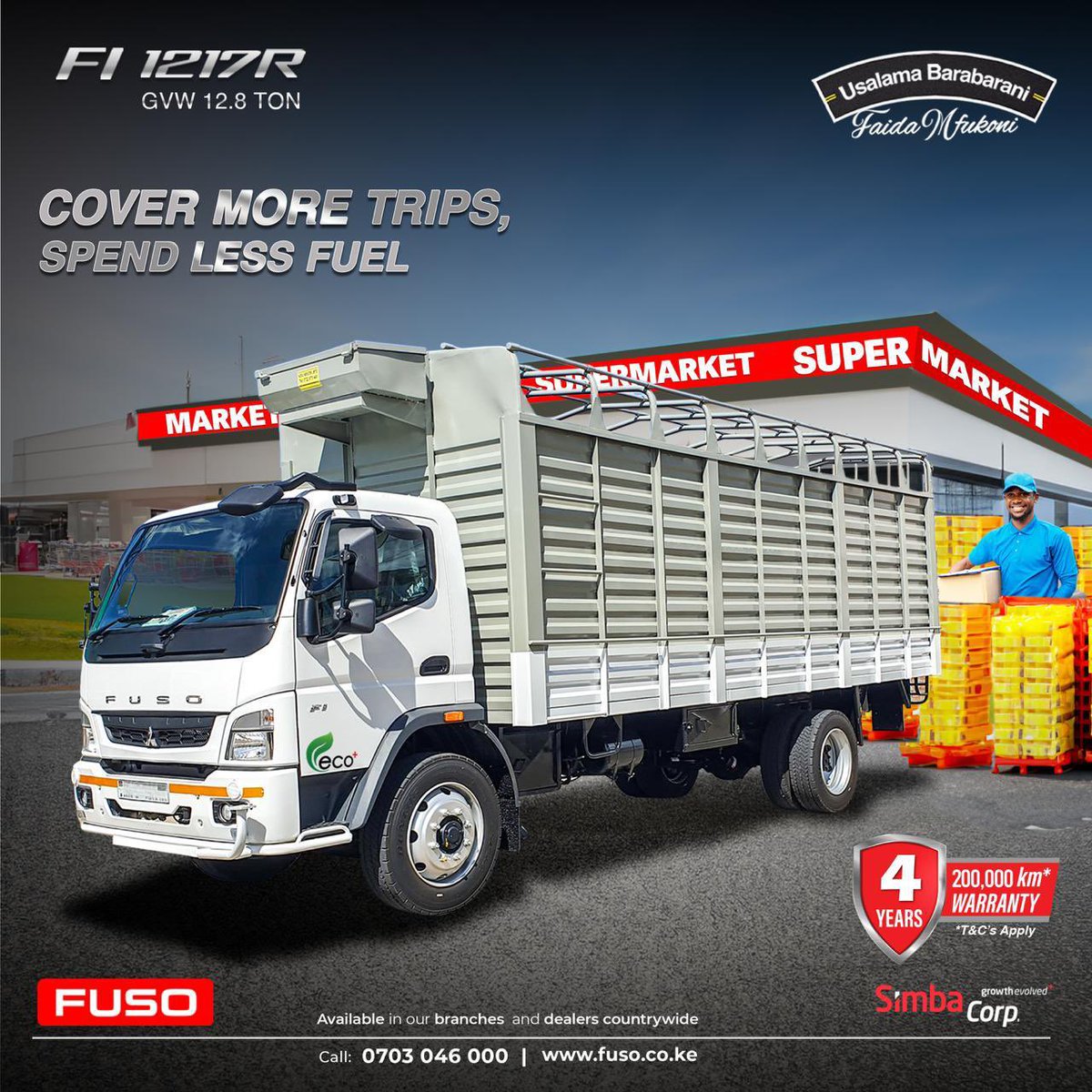 FusoKenya's tweet photo. Did you know? The #FusoFI 1217R enables you to transport more goods while using less fuel. Explore how its innovative fuel-efficient engine is reshaping transportation efficiency. 
LEARN MORE! Click the website link in our bio or contact us via the contact button on our profile. https://t.co/iFVTarH2Ai