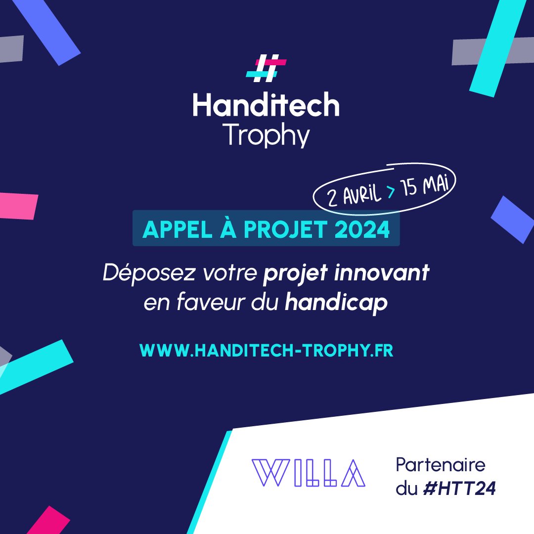 Le @HanditechTrophy lance sa 8e édition ! 🚀 Ce concours national est ouvert à tou.te.s les porteur.se.s de projets innovants destinés à compenser le handicap ! Les candidatures sont ouvertes jusqu’au au 15 mai 👉 handitech-trophy.fr