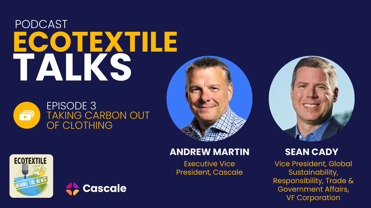 🎙️ New @ecotextile Talks podcast episode! Featuring Sean Cady, VF Corporation and Andrew Martin, Cascale, they dive into decarbonizing the apparel supply chain. Listen now! ecotextile.com/2024040531892/…