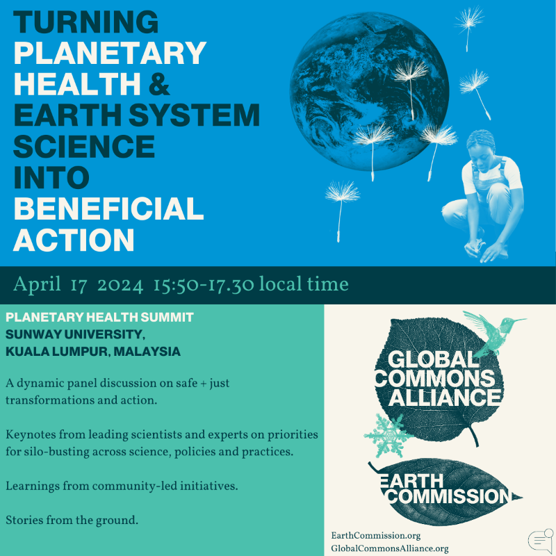 globalcommonshq's tweet photo. 📢 Join us at #PHAM2024

Speakers @JaneMadgwick, @Kristie_Ebi @UWglobalchange, Andrew Haines @LSHTM, @UsharDaniele &amp; Indra Lim @YayasanASRI will explore how integrated human &amp; #PlanetaryHealth action can drive a #SafeAndJust future

Registration not required | @SunwayCPH @SunwayU
