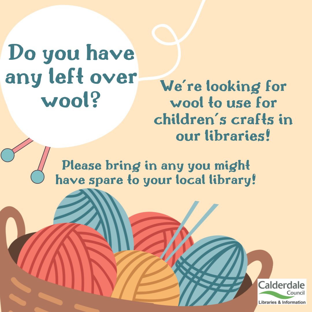 In our libraries we try to reuse & recycle materials for our children's craft activities & events, one thing we're looking for currently is wool & yarn! If you have any left over wool from a project please drop it in at the desk in your local library, we'll put it to good use!