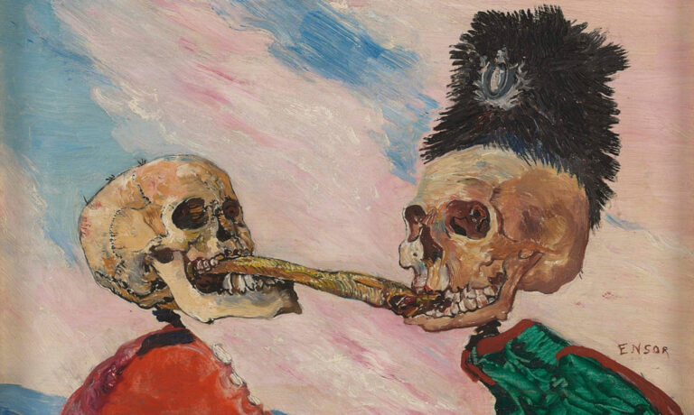 Do you know the late Victorian and avant-garde painter James Ensor? Often likened to Edvard Munch is his ability to convey the miseries of human experience, while often macabre, his paintings are also colorfully carnivalesque. dailyartmagazine.com/fighting-skele… Sarah Mills