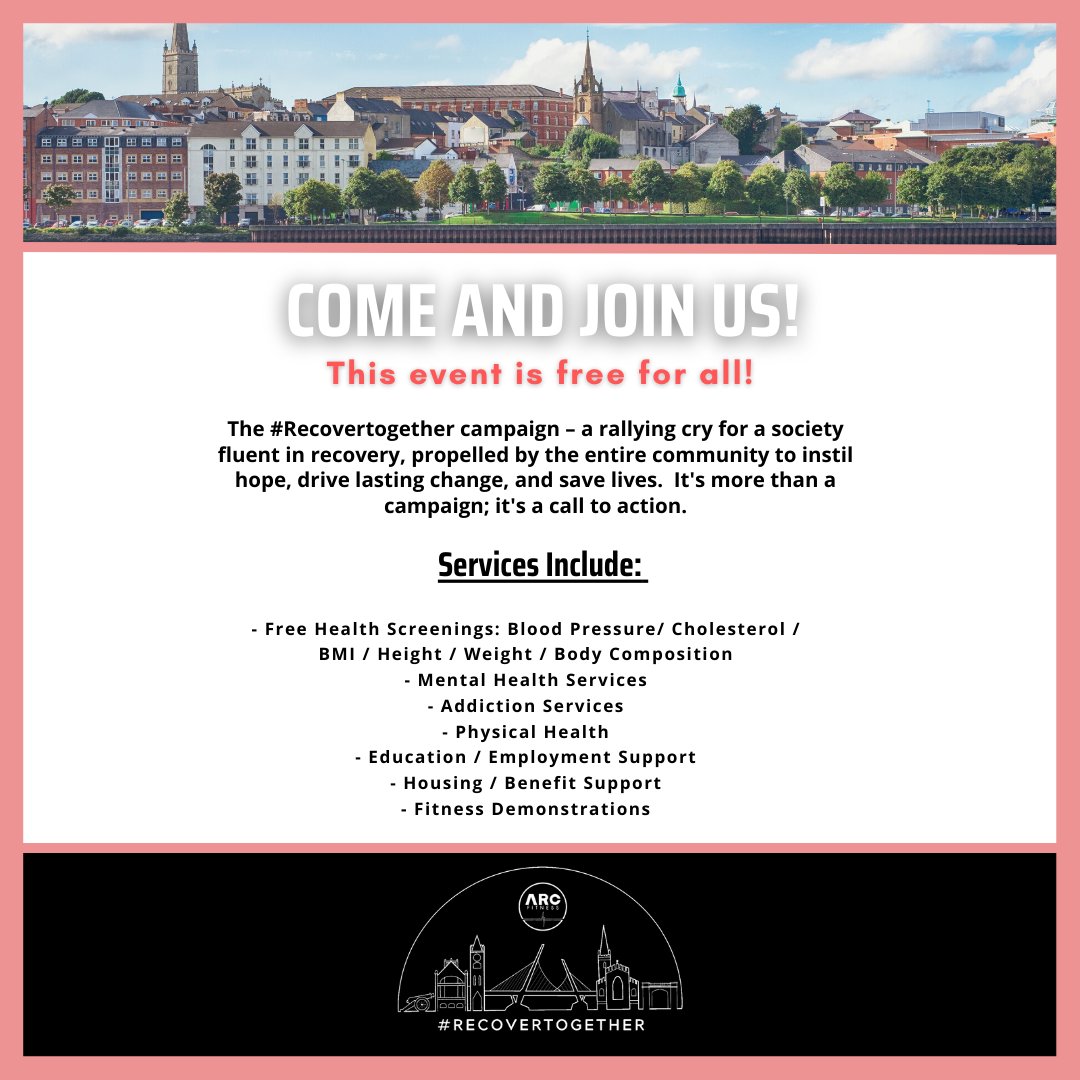 Tomorrow, we will be at @ARCFitness2 Health Fest NW event in @MillenniumForum We'll be joining over 70 support organisations to highlight that recovery isn't just an individual conquest; it's a collective effort Come along & spread the message that we #recovertogether